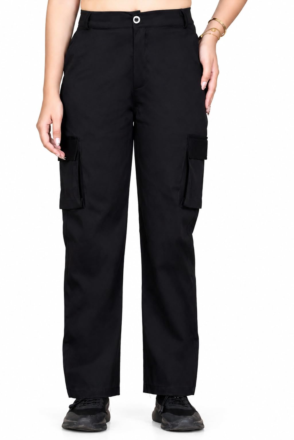 daily dude Women's Cotton Twill Cargo Pant |Side & Flap Pocket Trouser Pant |Parallel Leg for Casual Office Work wear Lower| Cargo Style Trouser for Women-picture-26