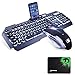 Produktbild UrChoiceLtd -Technologie Tastatur Maus Combo Gamer Wired Weiße LED-beleuchtete Punk-Tastatur mit Tastaturkappe + 2400 DPI 6-Tasten-Maus + Mauspad für Laptop-PC