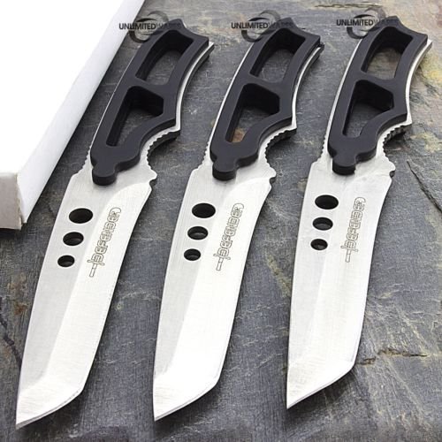 SairusPlay 3 x MINI NECKLACE 6.5" TACTICAL SECURITY KNIFE Neck Pocket Boot Fixed Blade