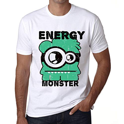 Homme Tee-Shirt Monstre D'Énergie – Energy Monster – T-Shirt Vintage Blanc 3XL
