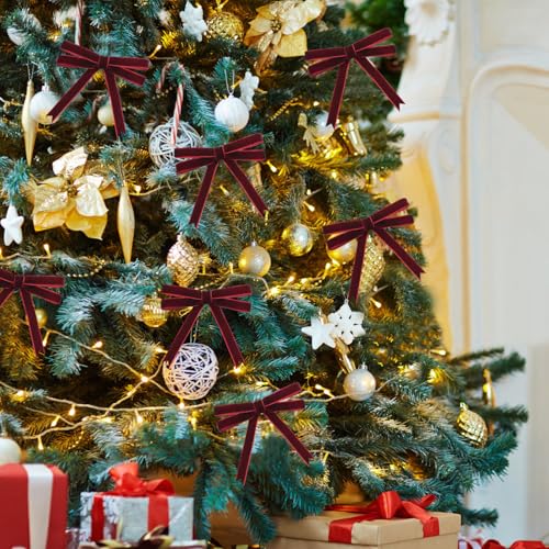 Image of Tsorode 25 Yards Red Velvet Ribbon,3 /8 Inch Christmas Tree Ribbon