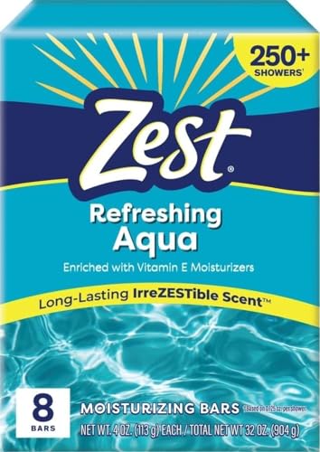 Image of Zest 8-Bar Bath Size Soap, Aqua, 4 Ounce per bar, 8 bars, 32 Ounce