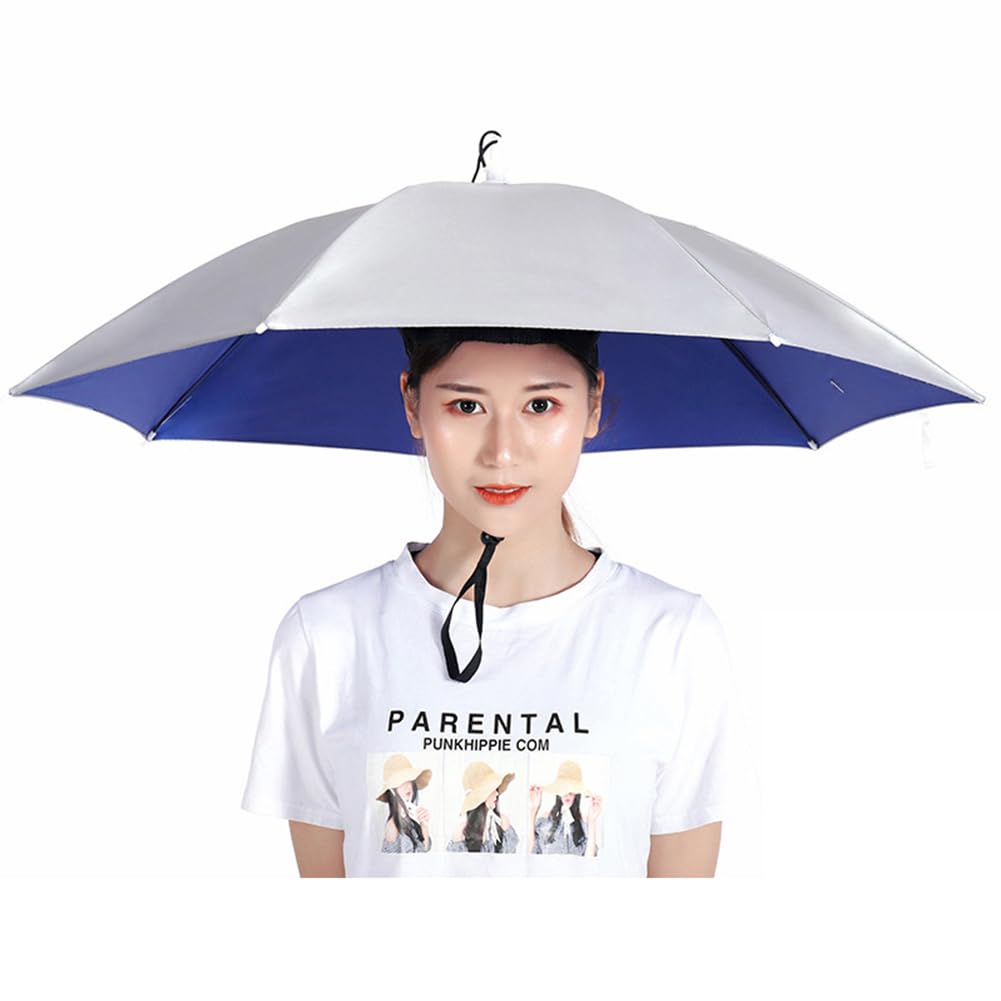 Cachpib Umbrella Hat Head Umbrella Hat Fishing Umbrella Hat Folding Sun Umbrella for Outdoor Golf Camping Gardening, 77CM-single layer
