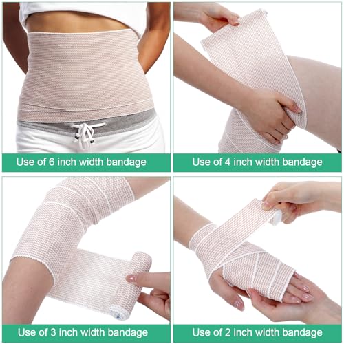 Image of Reginary 20 Pack 2 inch, 3 inch, 4 inch, 6 inch Elastic Bandage Wrap with Self Closure on Both Ends Athletic Stretchable Compression Bandage for Legs, Knees, Ankles, Wrists, Elbows, Shoulders (Assorted Trim)
