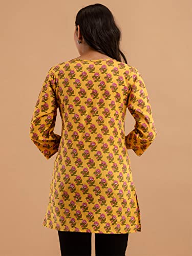 Image of feranoid Women Cotton Printed Straight Short Kurti