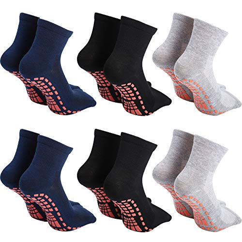SATINIOR 6 Pares Calcetines de Yoga de Hombres, Calcetines Antideslizantes Calcetines de Zapatilla de Fitness con Cojín para Yoga Bares Pilates