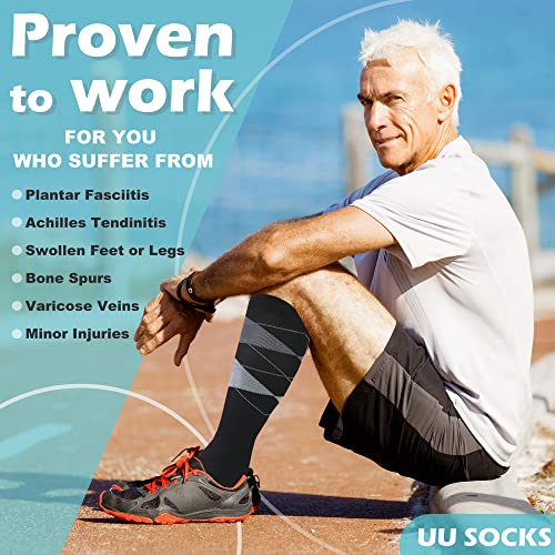 Image of Medical Compression Socks for Women and Men 3 Pairs 20-30 mmHg Knee High Christmas Compression Stockings Circulation Best for Running Athletic Nurses
