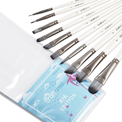 Craftamo Paint Brush Set. 10 Professional Paint Brushes for Artists. Use as Watercolor Brushes, Acrylic Paint Brushes, Oil Paint Brushes and Face Paint Brushes.