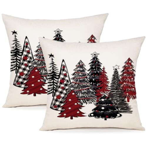 ZWJD Kissenbezug Weihnachten 40x40 2er Set Winterdeko Kissenbezüge...