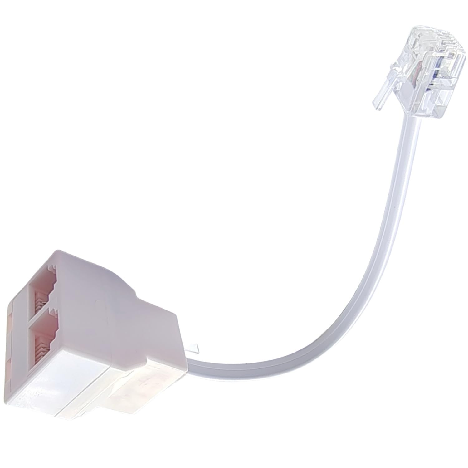 Telefonleitungsverteiler, Premium-Telefonbuchsen-Splitter, 2-Wege-RJ11-6P4C-Adapter für Festnetztelefon (1 Splitter + 12,7 cm Kabel), kompatibel mit Faxgerät, Heim-/Bürotelefonen