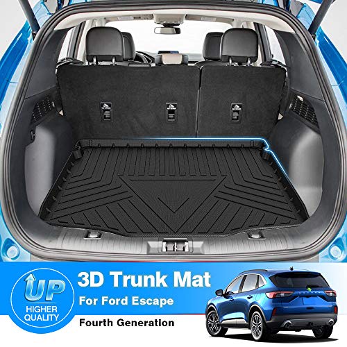Cartist Compatible With Cargo Liner Ford Escape 2020 2021 2022 2023 All Weather Rear Trunk Liner Mat Waterproof Tpe 3D Black #TOP1
