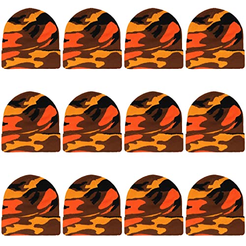Bonnet de ski en maille Falari orange camouflage lot de 12 bonnet hiver unisexe gros