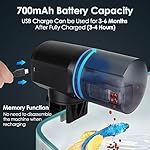 Lukovee Automatic Fish Feeder,New Generation Feeding Time Display USB Rechargeable Timer Moisture-Proof Aquarium or Fish Tank Food Dispenser with 200ML Large Capacity for Vacation Weekend Holiday,Blue - Image 3