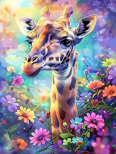 Kits de bricolage adulte girafe fleurs pour idée cadeau anniversaire