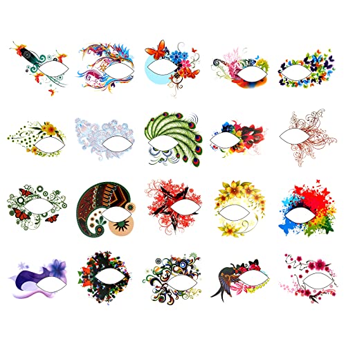 MWOOT 20 Piezas Tatuajes Pegatinas Ojos, Tatuajes Temporales Cara, Pegatinas Faciales Impermeables para Halloween Navidad Fiesta de Máscaras Decoración