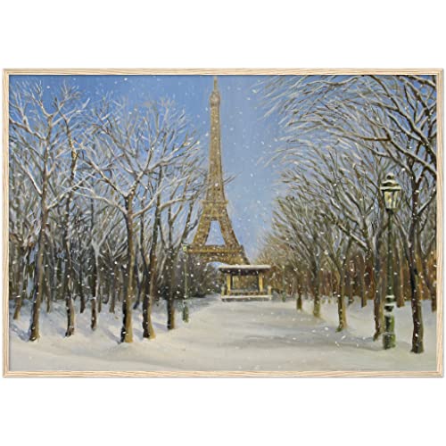 Tour Eiffel sous la neige art mural poétique grand tableau salon