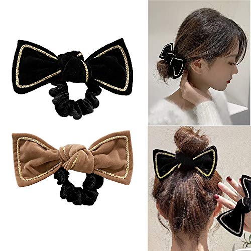 KDRose 2 Pack Hair Scrunchies Bow Bowknot for Girls Women, Black Hair Ties, Hair Elastic Bands, Elastic Ponytail Holder, Hair Scrunchy Accessories Ropes for Lady Teens (Black+Brown) KDRose 2 Pack Hair Scrunchies Bow Bowknot for Girls Women, Black Hair Ties, Hair Elastic Bands, Elastic Ponytail Holder, Hair Scrunchy Accessories Ropes for Lady Teens (Black+Brown)