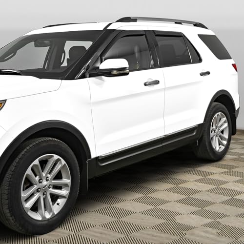 Image of CLIM ART in-Channel Incredibly Durable Rain Guards for Ford Explorer 2011-2019, Original Window Deflectors, Vent Deflector, Vent Window Visors, Dark Smoke Car Accessories, 4pcs -611150