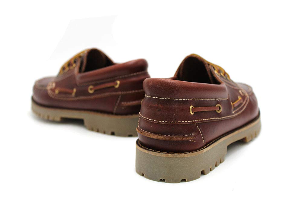 Zapato náutico clásico de Piel auténtica, Suela de Goma,Cierre de Cordones,tacón bajo, para: Hombre
