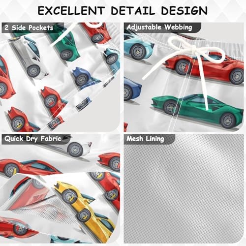 Pigsaly Boys' Swim Board Shorts Yellow Green White Red Blue Sportcar Boy's Swim Trunks Kids Swimwear 3T3