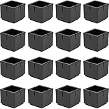 Chair Leg Floor Protectors Chair Leg Caps 1 1/4' to 1 3/8' Square Table Chair Feet Protectors Hardwood Floor Protectors with Felt Pads, Color Black (16 Pack)