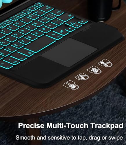Image of SENGBIRCH Keyboard Case for iPad Mini A17 Pro 7th 2024 & 6th Gen 2021 8.3 Inch Raised Floating Stand Keypad with Multi-Trackpad, Colors Backlit, Pen Holder, Black