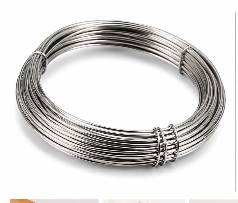Image of 14 Gauge Stainless Steel Wire for Jewelry Making, 2 mm Wrapping for Craft and Jewelry Making 10 MTRS (33 FT) (2 Millimetres)