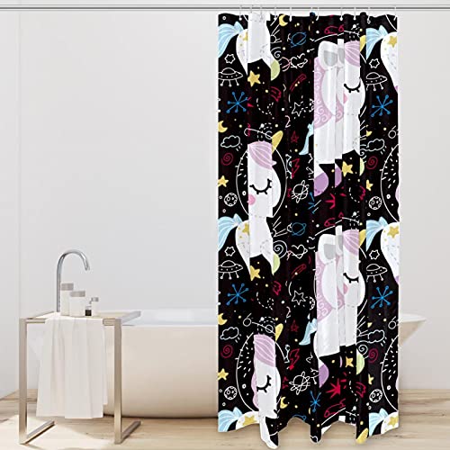 Rideau de douche avec crochets bébé licorne imperméable et facile à installer - 3