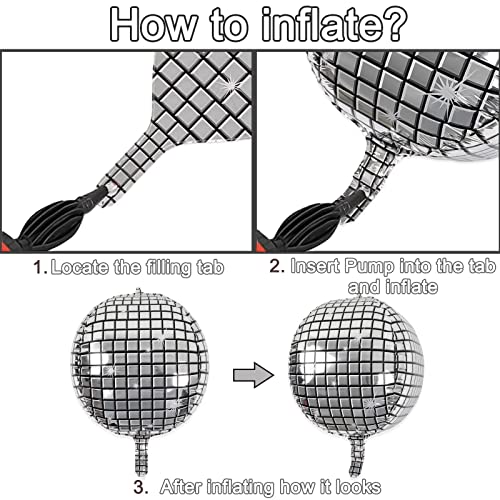 6 Pack Disco Ball Balloons For 70S Disco Party 22 Inch Large 4D Round Metallic Silver Disco Mylar Foil Balloons For Disco Theme Birthday Party Father's Day Mother's Day Halloween Decorations #TOP4