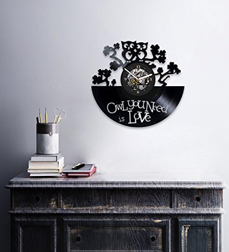 Owl Gift for Woman, Wall Clock Large, Owl Vinyl Wall Clock, New Year Gift for Lover Bird, Animals, Owl Xmas Gift for Kids, Owl Gift for Girl, Owl Gift for Brother, Wall Clock Modern
