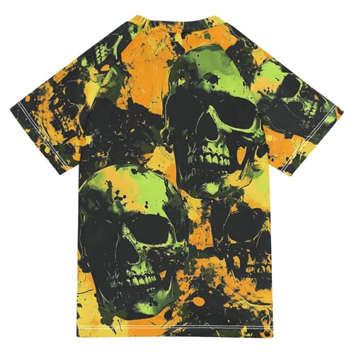 Boys Swing Shirts Skull Graffiti Skeleton Camo Rashguard Short Sleeve Kids T-Shirts Sun UPF 50+2