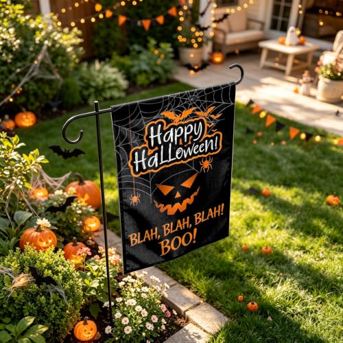Pumpkin Bat Black Halloween Garden Flag 12×18 Inch Spider Decorative Flag - image 4