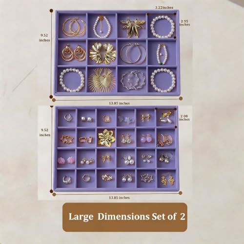Image of Large Velvet Jewelry Tray Display Drawer Inserts 2 Pack