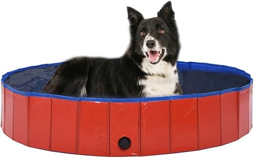 SCARSON Foldable Dog Swimming Pool Red 63"x11.8" PVC