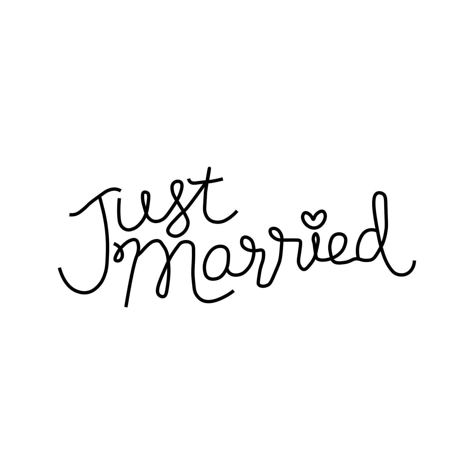 Car Window Decal Wedding Gift - Just Married - Removable Vinyl Sticker Art Decoration for Living Room, Bedroom or Home Decor