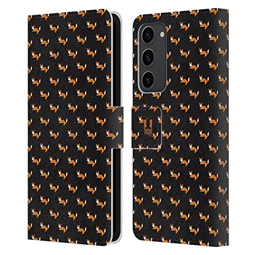 Étui portefeuille en cuir Samsung S23+ anti-rayure motif renard
