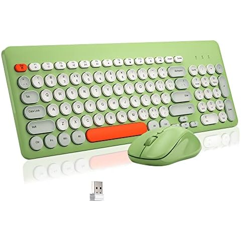 Wireless Keyboard and Mouse Combo, Superbcco 2.4GHz USB Cordless Computer Keyboard with Numeric Keypad, Quiet Click, Round Keys, Slim for Computer/Desktop/PC/Laptop/Surface/Windows OS (Seafoam Green) Cover