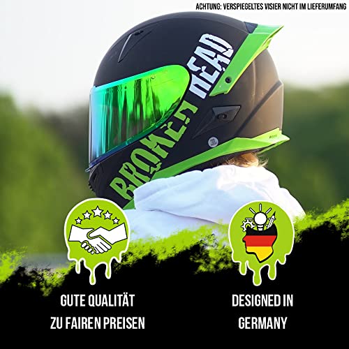Integralhelm Broken Head BeProud Pro Motorradhelm in Grün mit Spoiler