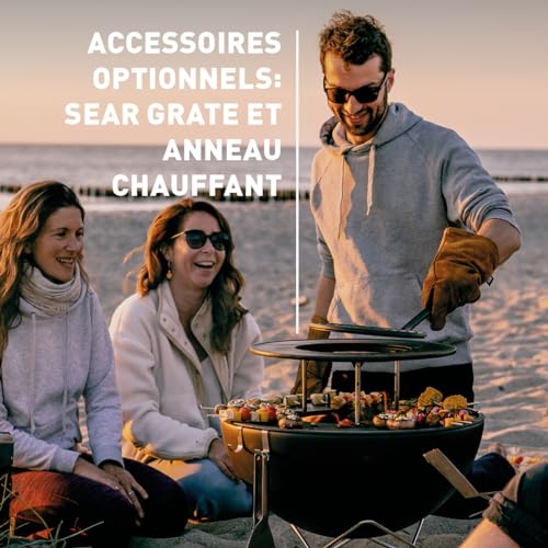höfats - Bowl 57 Bol de feu avec trépied en Acier Inoxydable - Combustion à Faible fumée - Foyer utilisable avec plancha et Grille - Panier de feu basculant, Acier émaillé, Noir, Ø 57 cm – vue 5