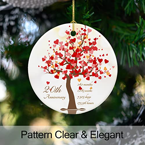 20Th Anniversary Ornament, Gifts For 20Th Wedding Anniversary, 20 Year Anniversary Valentines Gifts For Couples,Wife,Her, 2.9" Ceramic 20 Year Anniversary Christmas Ornaments 2023 #TOP2