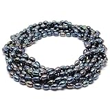 HinsonGayle AAA Handpicked 5.5-6mm Multicolor Black Oval Freshwater Cultured Pearl Rope 100 Inch
