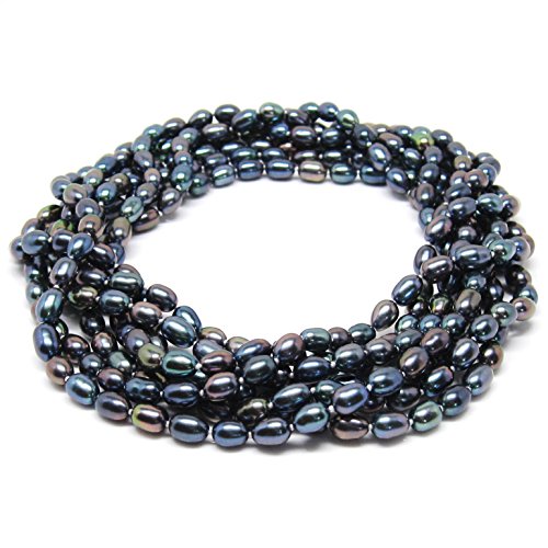 Hinsongayle Aaa Handpicked 5.5-6Mm Multicolor Black Oval Freshwater Cultured Pearl Rope 100 Inch #TOP17