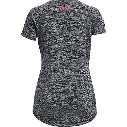 Under Armour Girls Tech Big Logo Twist Short Sleeve T-Shirt , Black (001)/Cerise , Youth Medium #TOP1