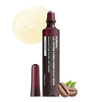 KUNDAL 10X Caffeine Smoothing Korean Beauty Hair Care Serum, Herb Mint Scent, 0.33 Fl Oz - Cooling Menthol, Easy Roll On Application, Nourishes & Improves Scalp Health, Boosts Elasticity