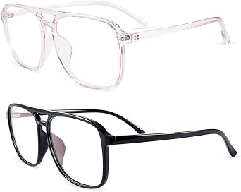 3 PCs Blue Light Blocking Glasses - Square Fake Eyeglasses, Anti UV Ray Computer Gaming Glasses for Women Men