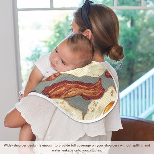 Vintage Fried Eggs Bacon Burp Cloths Baby Boys Girls Absorbent Soft Cotton Burping Cloths Rags, 2 Pack4