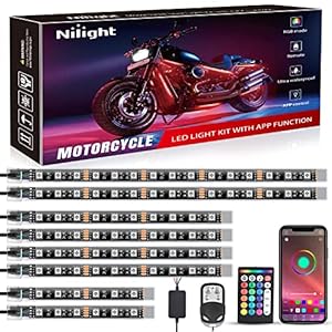 Nilight 8PCS Motorcycle RGB Led Lig...