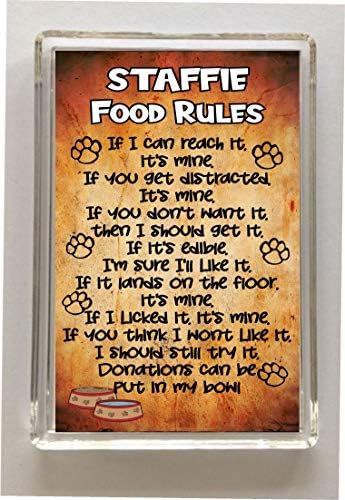 Dog Food Laws/Rules Staffie Funny Fridge Magnet  Ideal Christmas/Birthday Gift/Present