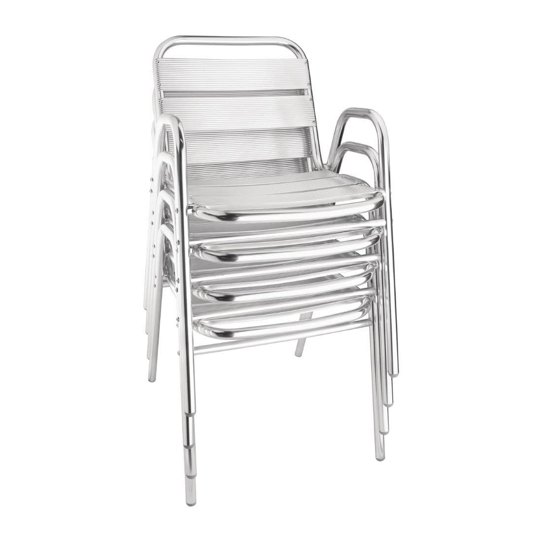 Bolero U501 Lot de 4 chaises en aluminium avec accoudoirs arqués
