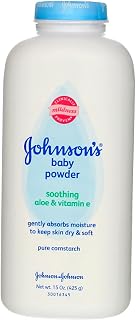 Johnson’s Baby Powder with Naturally Derived Cornstarch Aloe & Vitamin E, Hypoallergenic, 15 oz